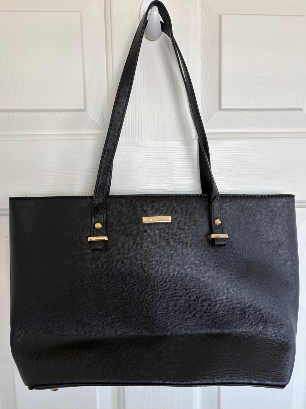 Elim & Paul Black Tote with Gold Hardware
